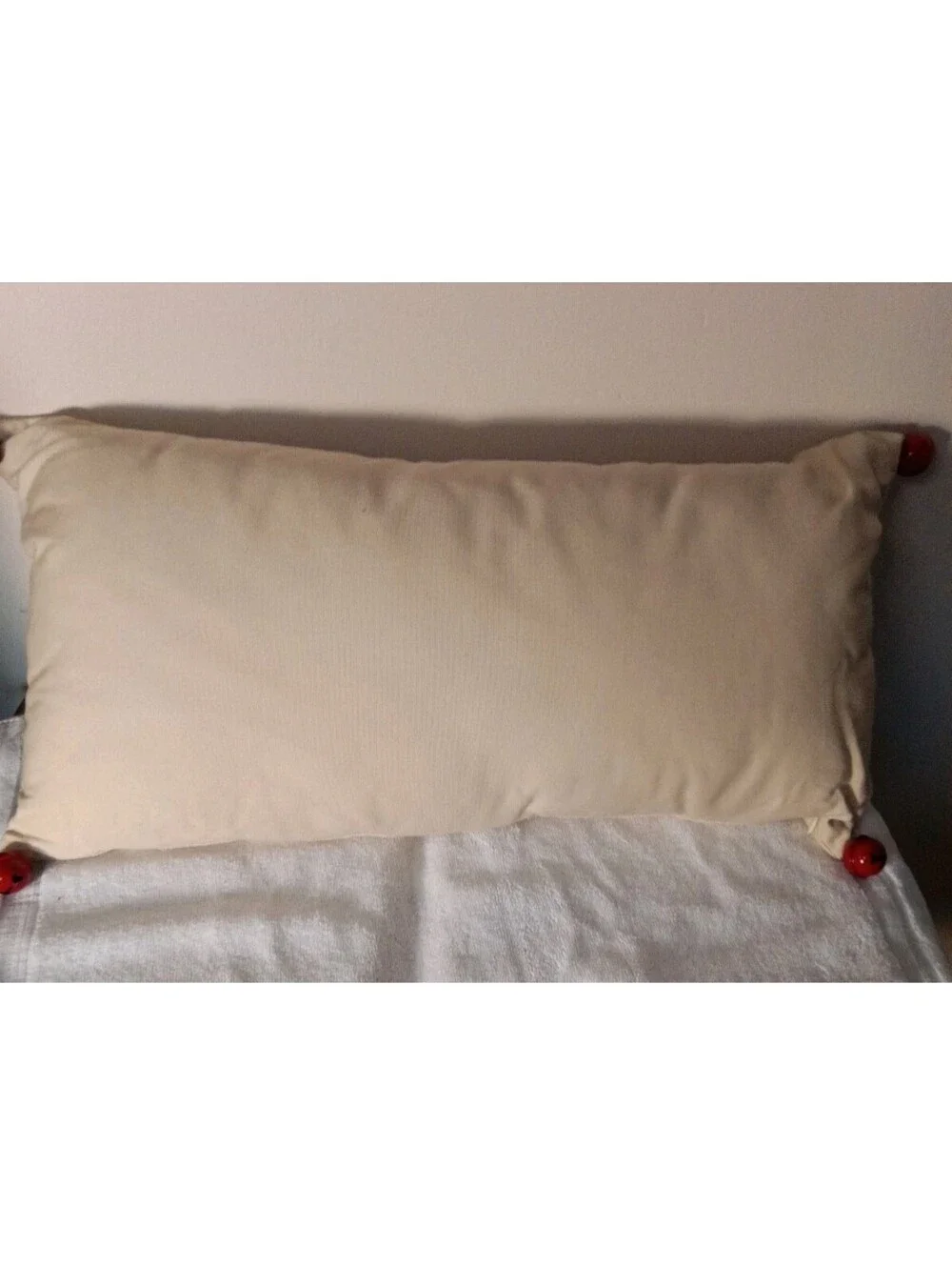 Pottery Barn Santa Sleigh Bells Crewel Embroidered Couch Pillow Reindeer